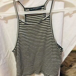 Brandy Melville Black and White Striped Women's Top